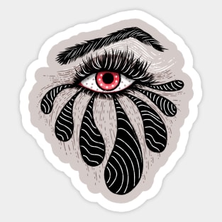 Red Eye With Black Tears Sticker